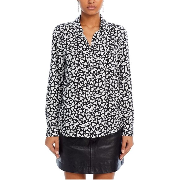 178$ Rails Kathryn Button Up Shirt Long Sleeves Women's Size S Black White - Picture 2 of 4